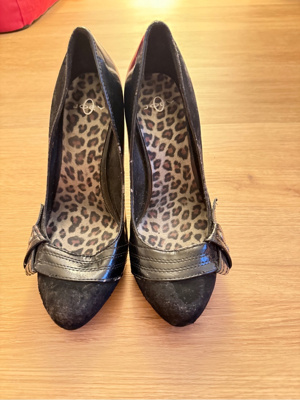 Joey Black Pointed-Toe Heels with Bow Accent